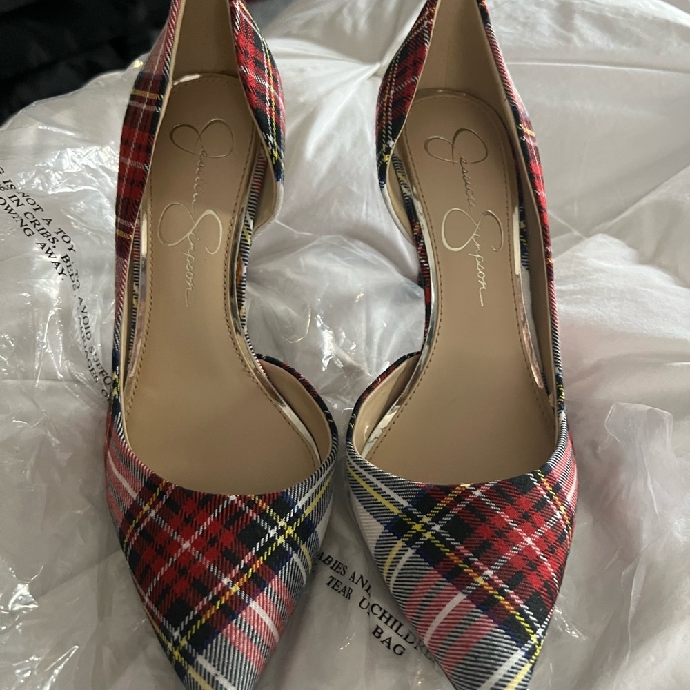 Jessica Simpson Red Plaid Heels